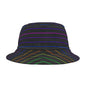Neon Stripe Bucket Hat — Rainbow Lines Pattern AOP