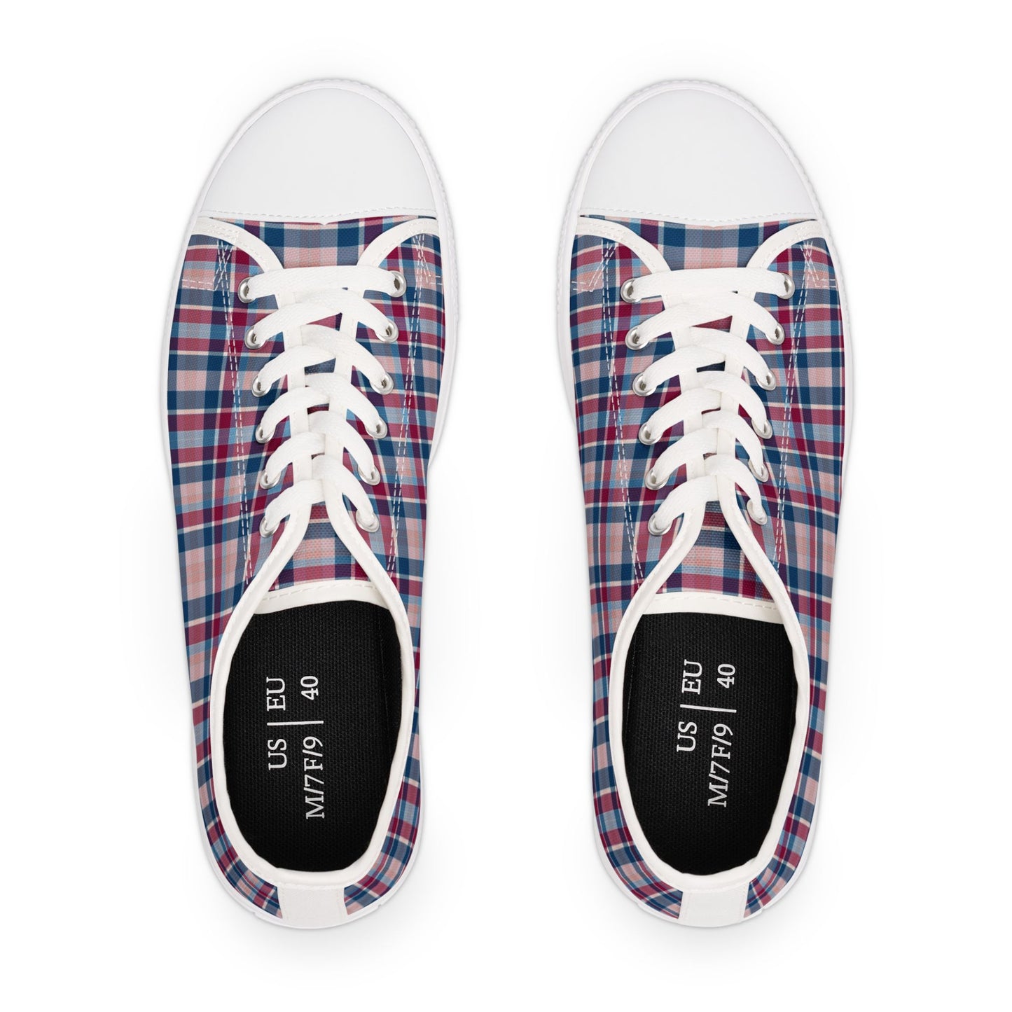 Plaid Low Top Sneakers — Casual Canvas Shoes