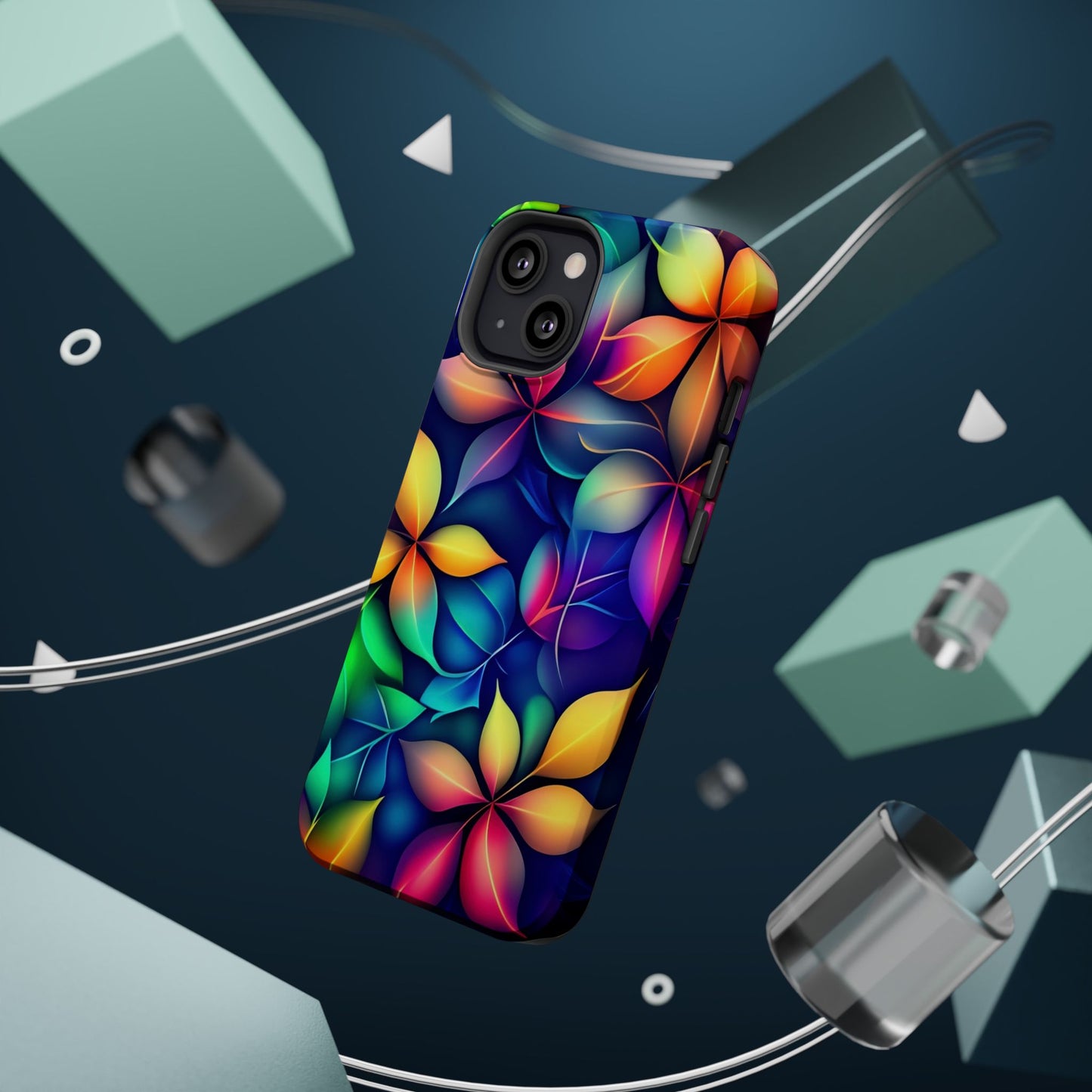 Floral Prism Magnetic Impact-Resistant Phone Case — Colorful Gradient Petal Design