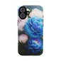 Floral Blue Peony Phone Case — Protective Tough Case with Pink & Blue Blooms