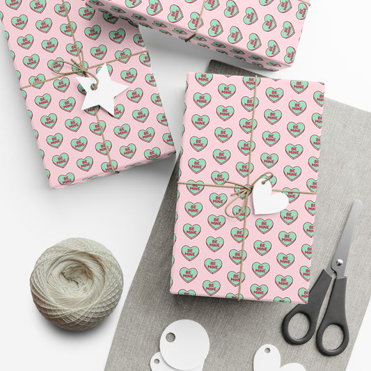 Valentine 'Be Mine' Heart Gift Wrap Paper – Pink Romantic Wrapping Sheets
