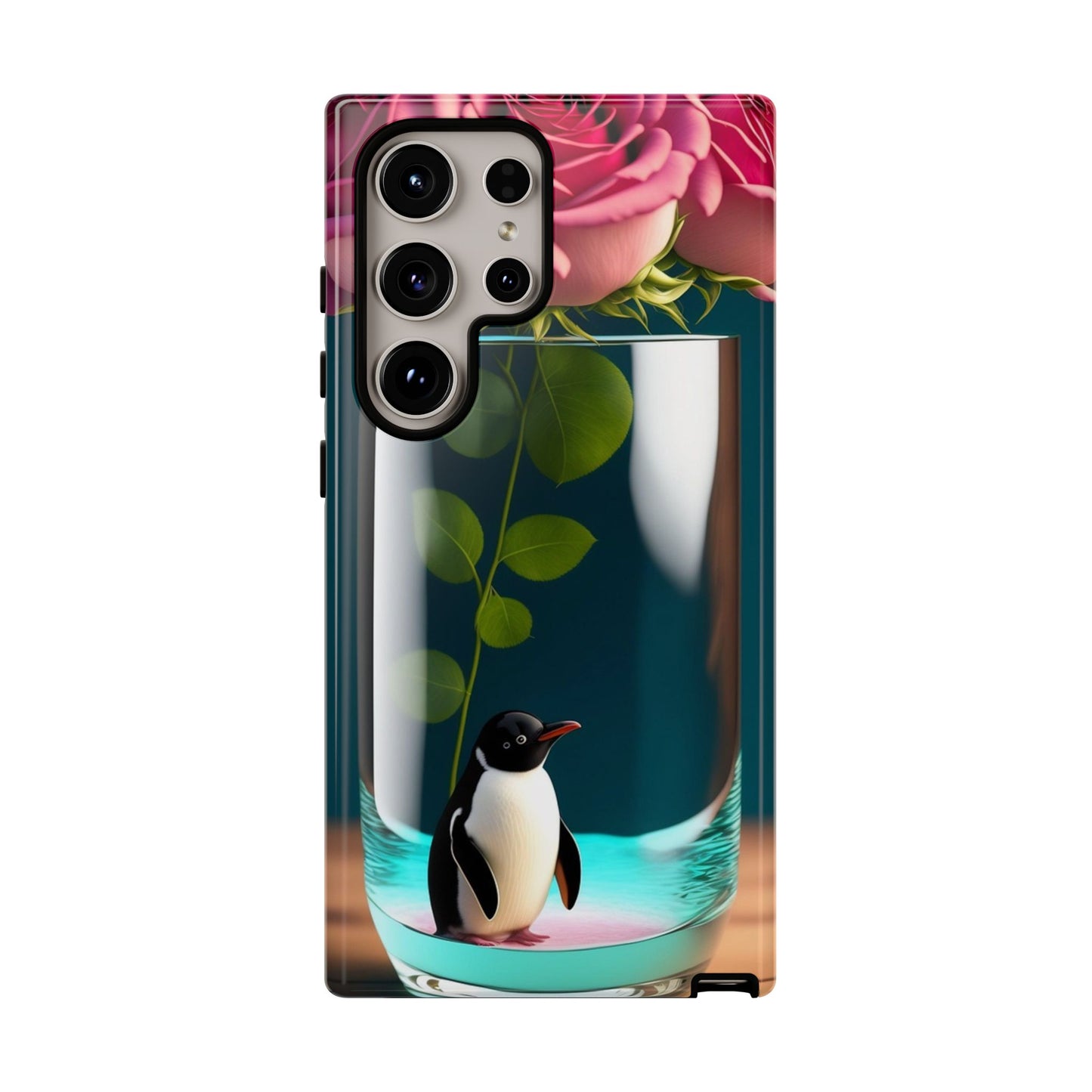 Penguin in a Glass Floral Tough Phone Case — Cute Protective Phone Cover