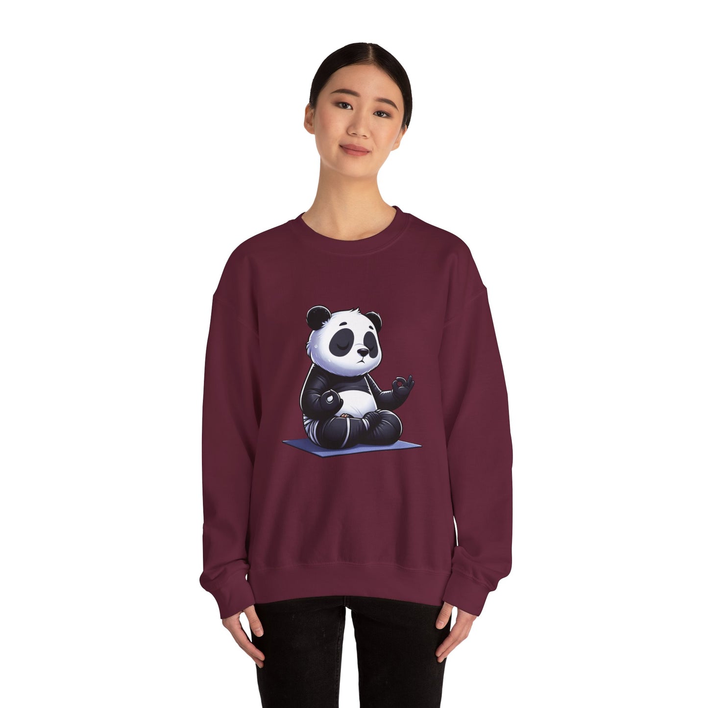 Crewneck Sweatshirt — Meditating Panda Graphic Cozy Pullover