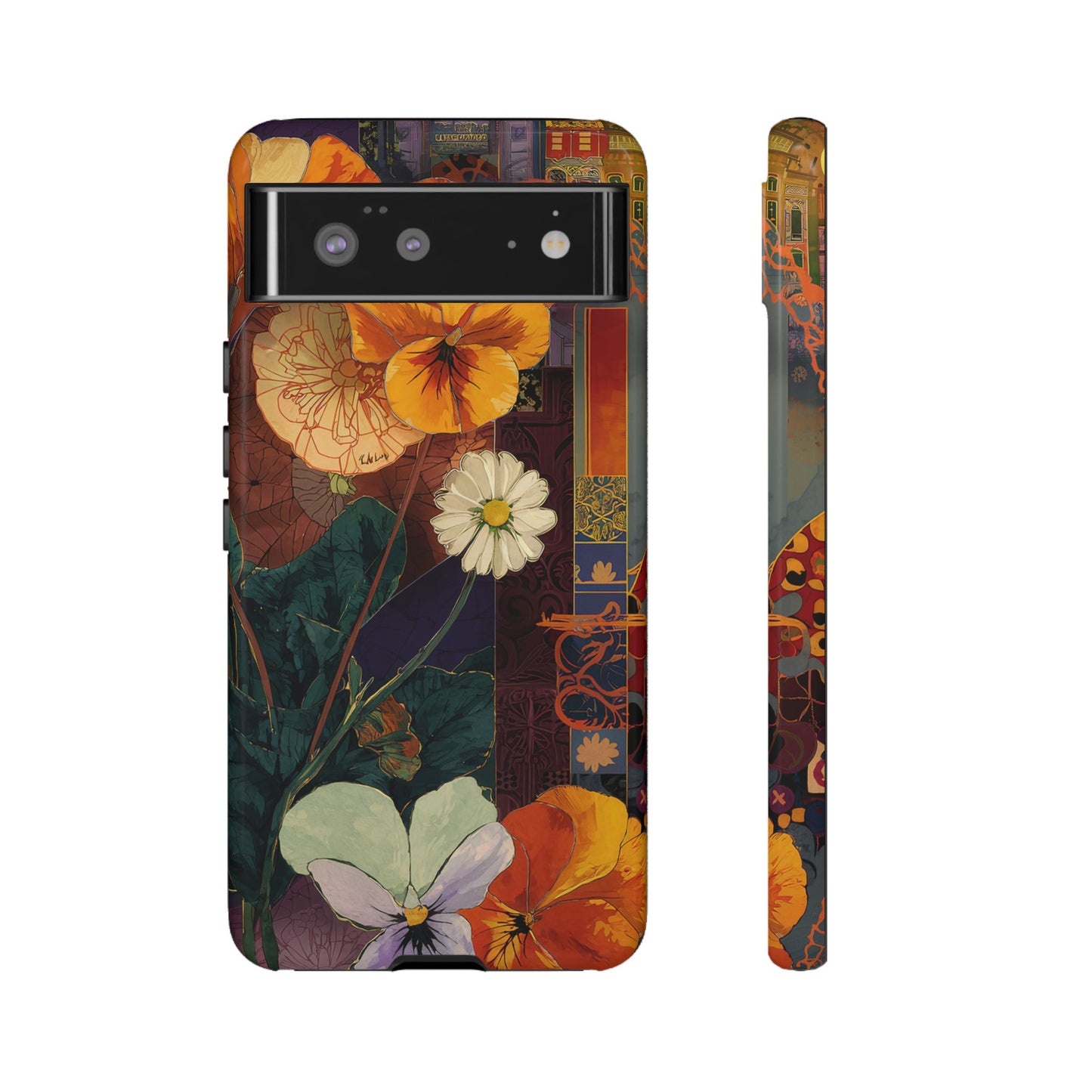 Floral Pansy Tough Phone Case — Vintage Botanical Protection