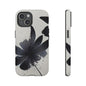 Monochrome Floral Tough Phone Case — Black Ink Flower Protective Cover