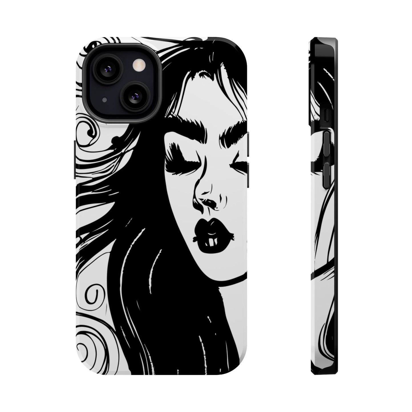Artistic Black & White Portrait Phone Case — Magnetic Impact-Resistant
