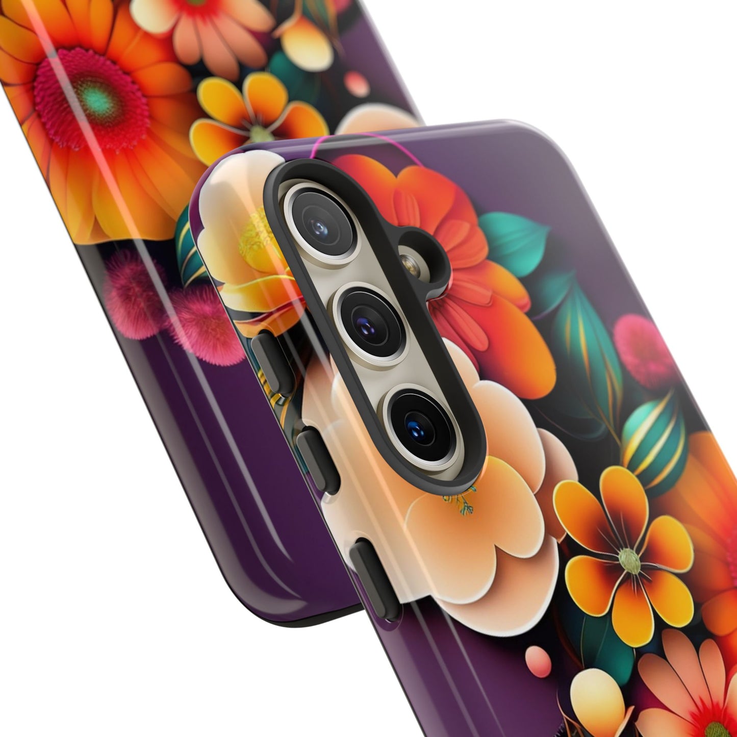 Floral Burst Tough Phone Case — Colorful Retro Flowers Protective Cover
