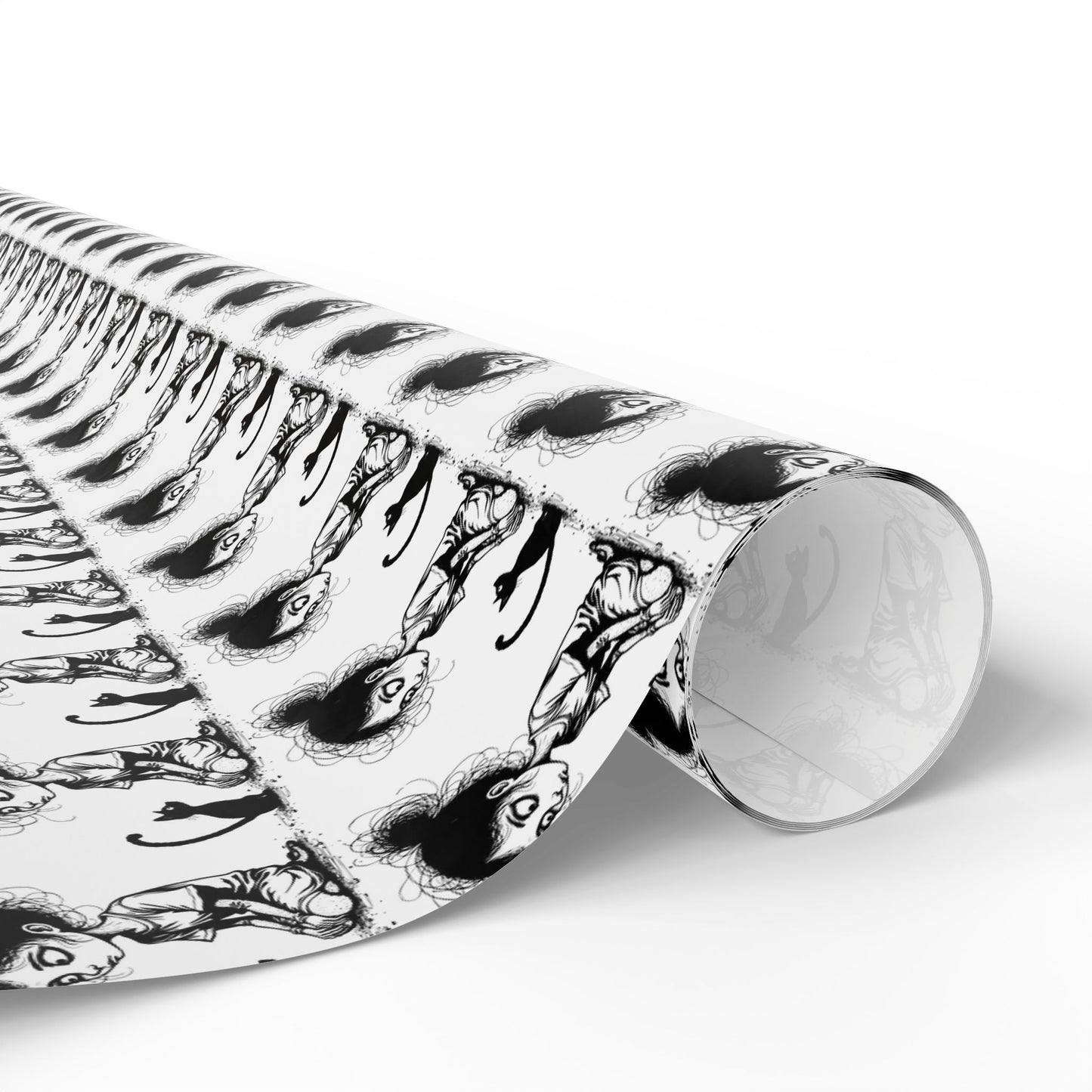 Wrapping Paper Roll — Black & White Repeating Eye Pattern