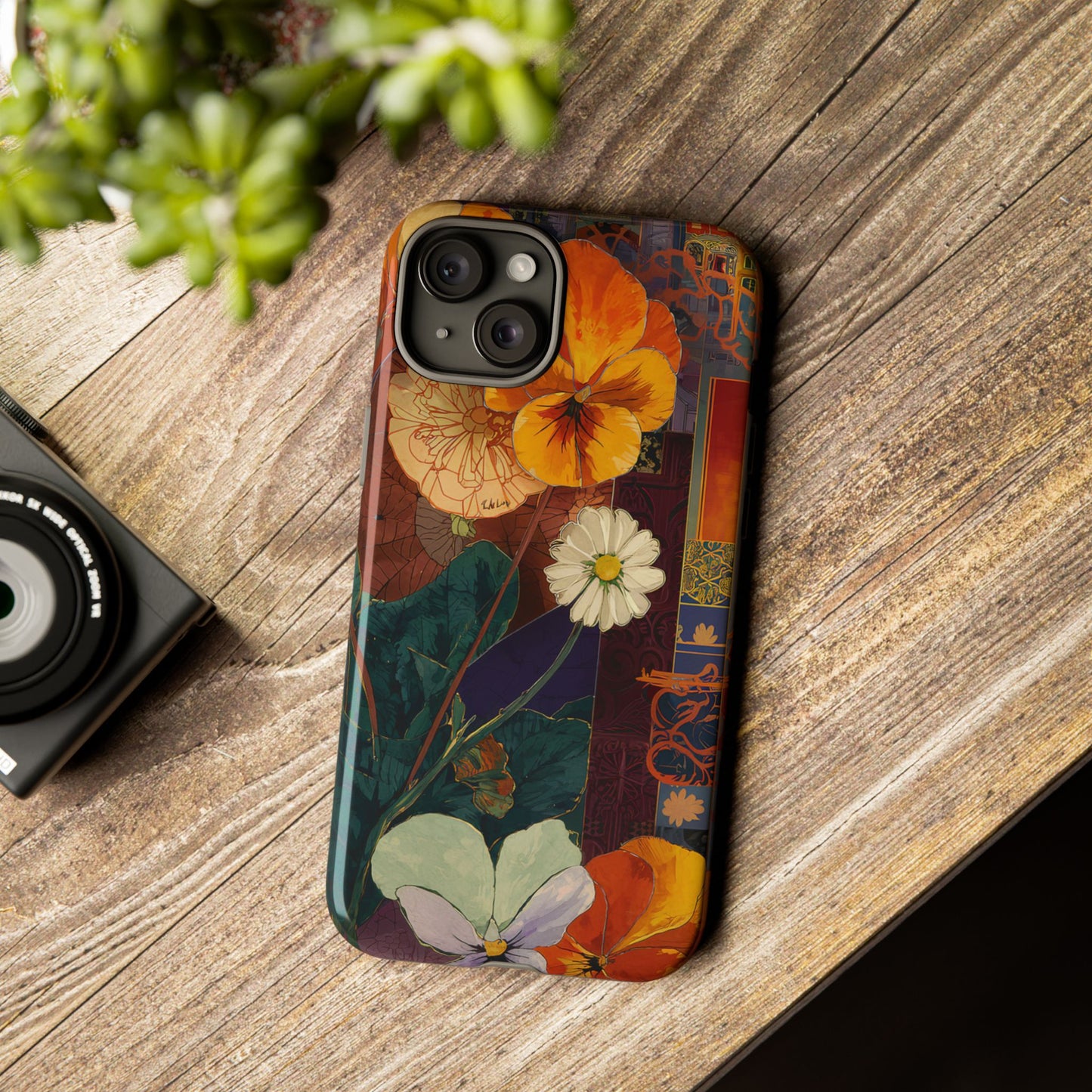 Floral Pansy Tough Phone Case — Vintage Botanical Protection