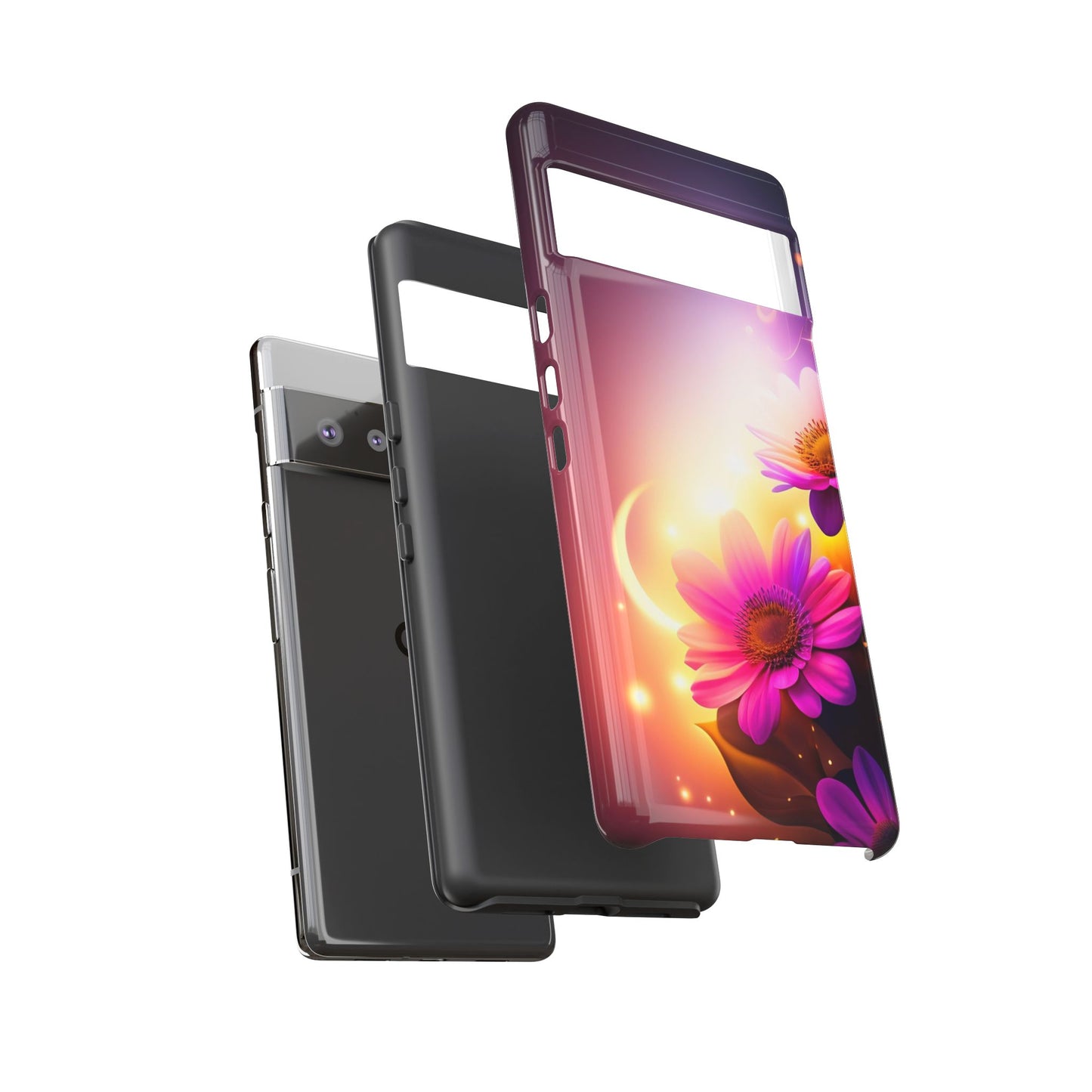 Floral Moonlight Phone Case – Purple Daisy Protective Cover