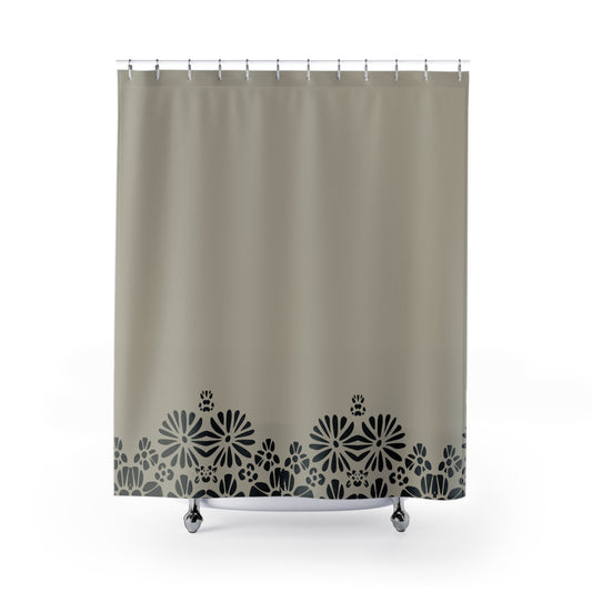 Tranquil Floral Shower Curtain | Bathroom Decor, Home Upgrade, Gift for New Home, Boho Style, Spa Vibe