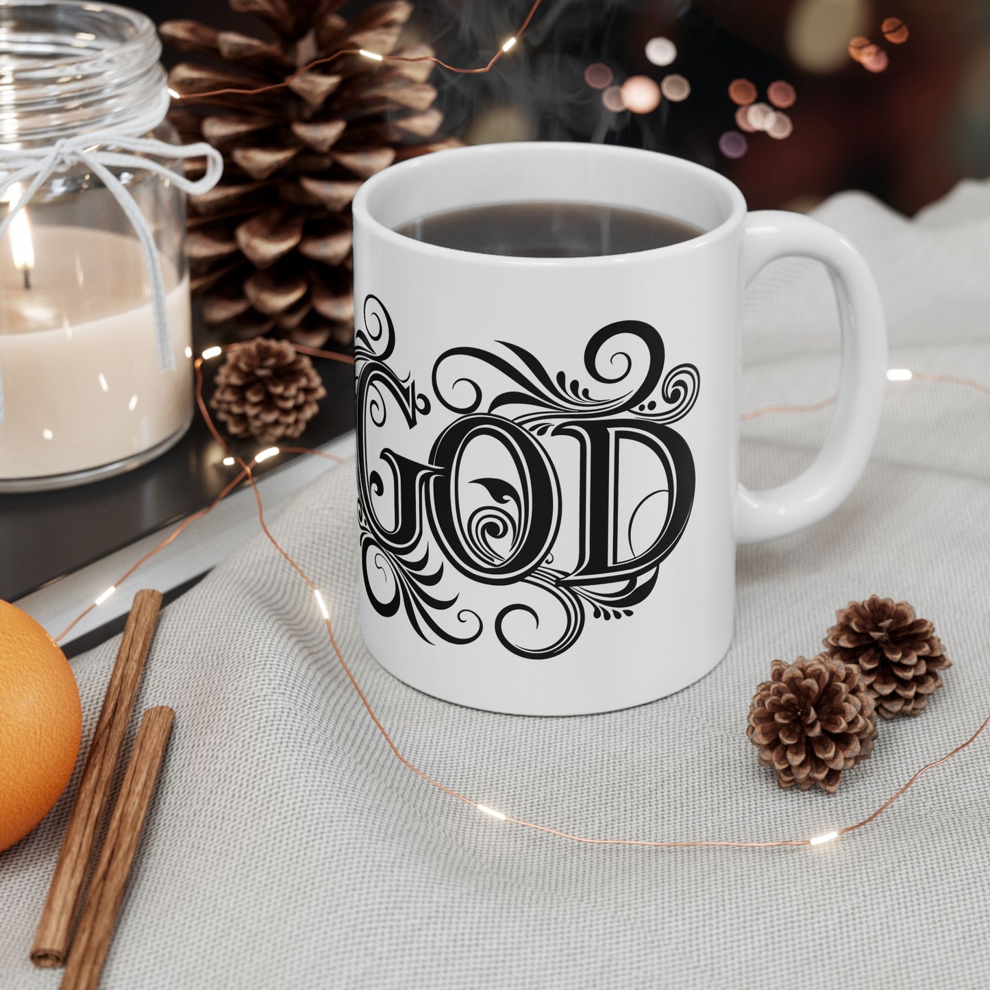 Elegant God Mug for Coffee Lovers, Inspirational Gift, Home Decor, 11oz, 15oz, Spiritual Drinkware, Religious Mug