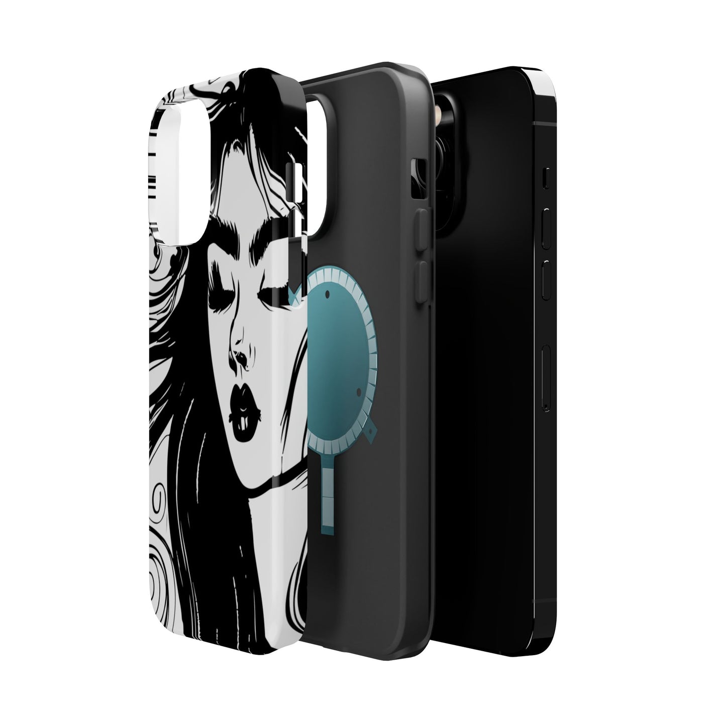 Artistic Black & White Portrait Phone Case — Magnetic Impact-Resistant