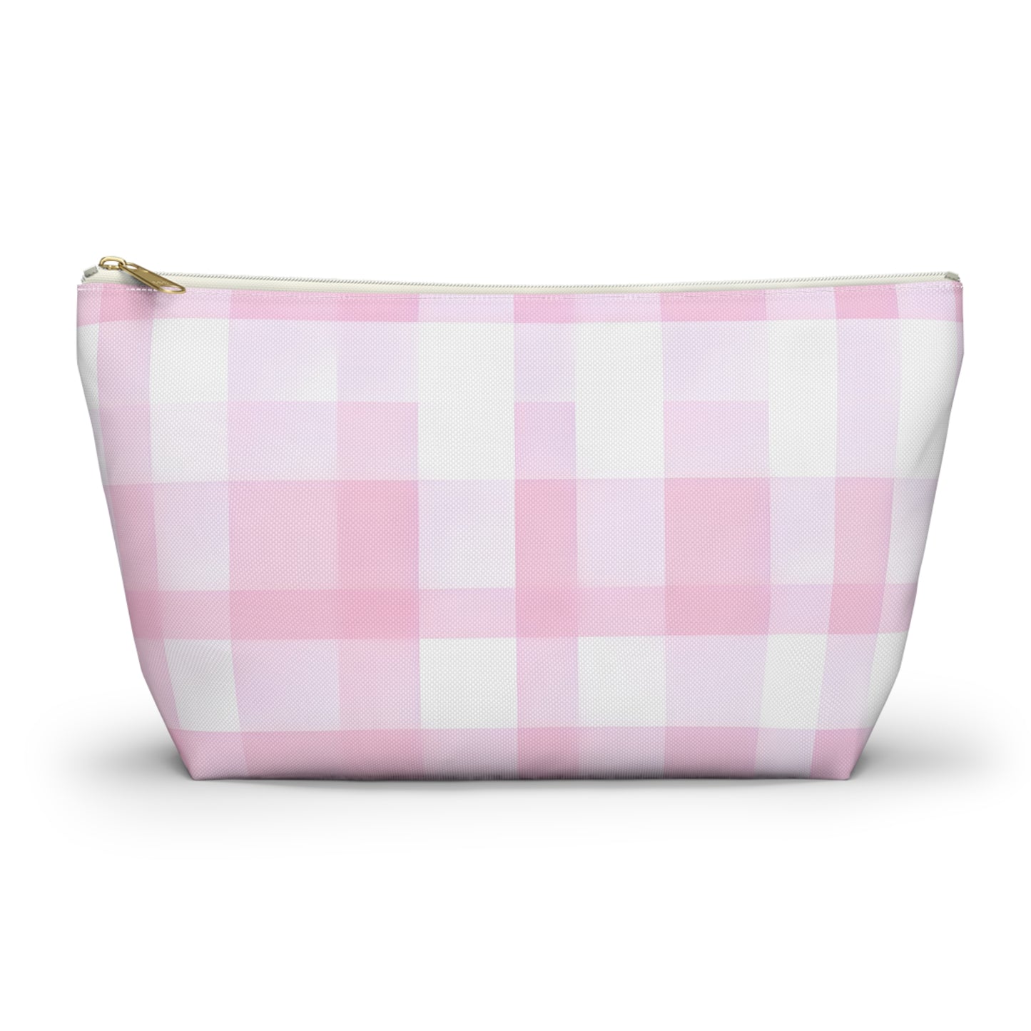 Pink Gingham Accessory Pouch — T‑Bottom Makeup & Toiletry Bag