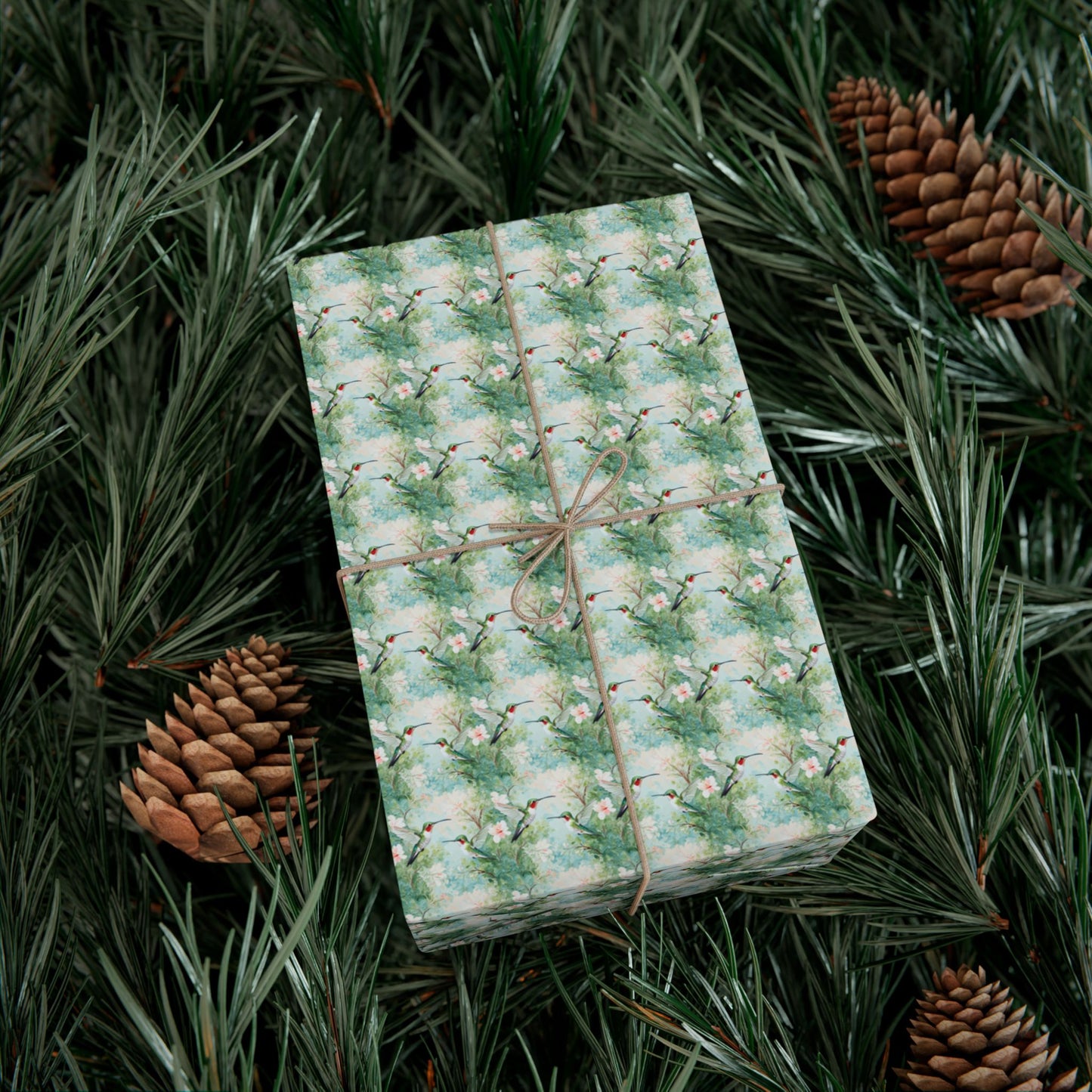 Wrapping Paper — Green Watercolor Botanical Gift Wrap (Floral Pattern)