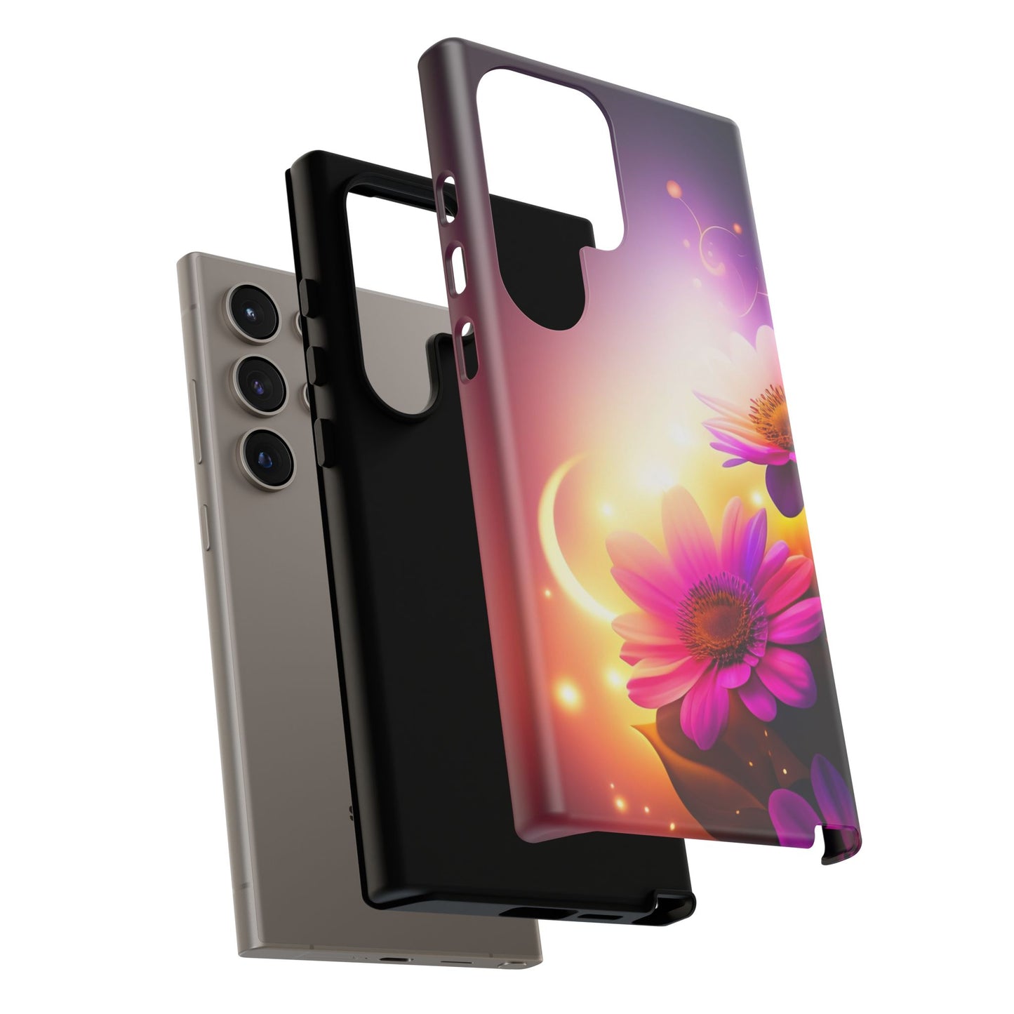 Floral Moonlight Phone Case – Purple Daisy Protective Cover