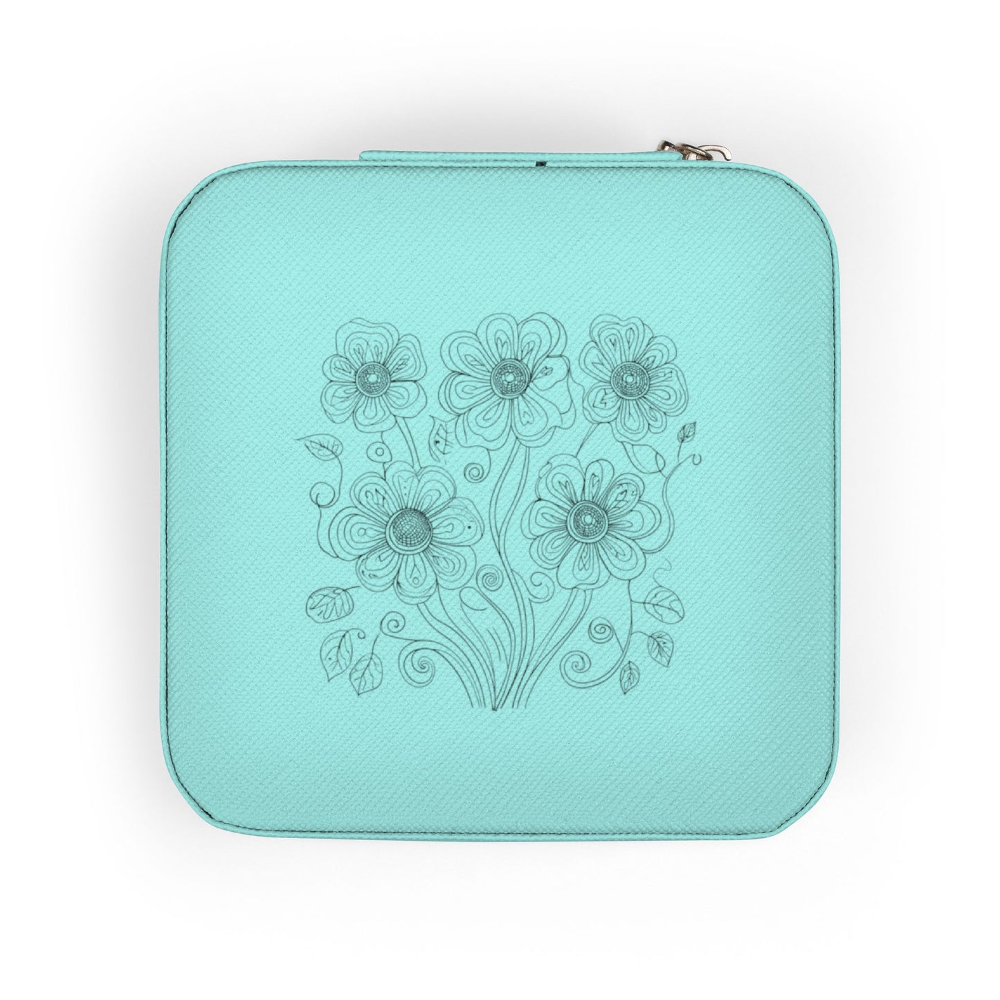 Floral Compact Jewelry Travel Case — Portable Ring & Earring Organizer