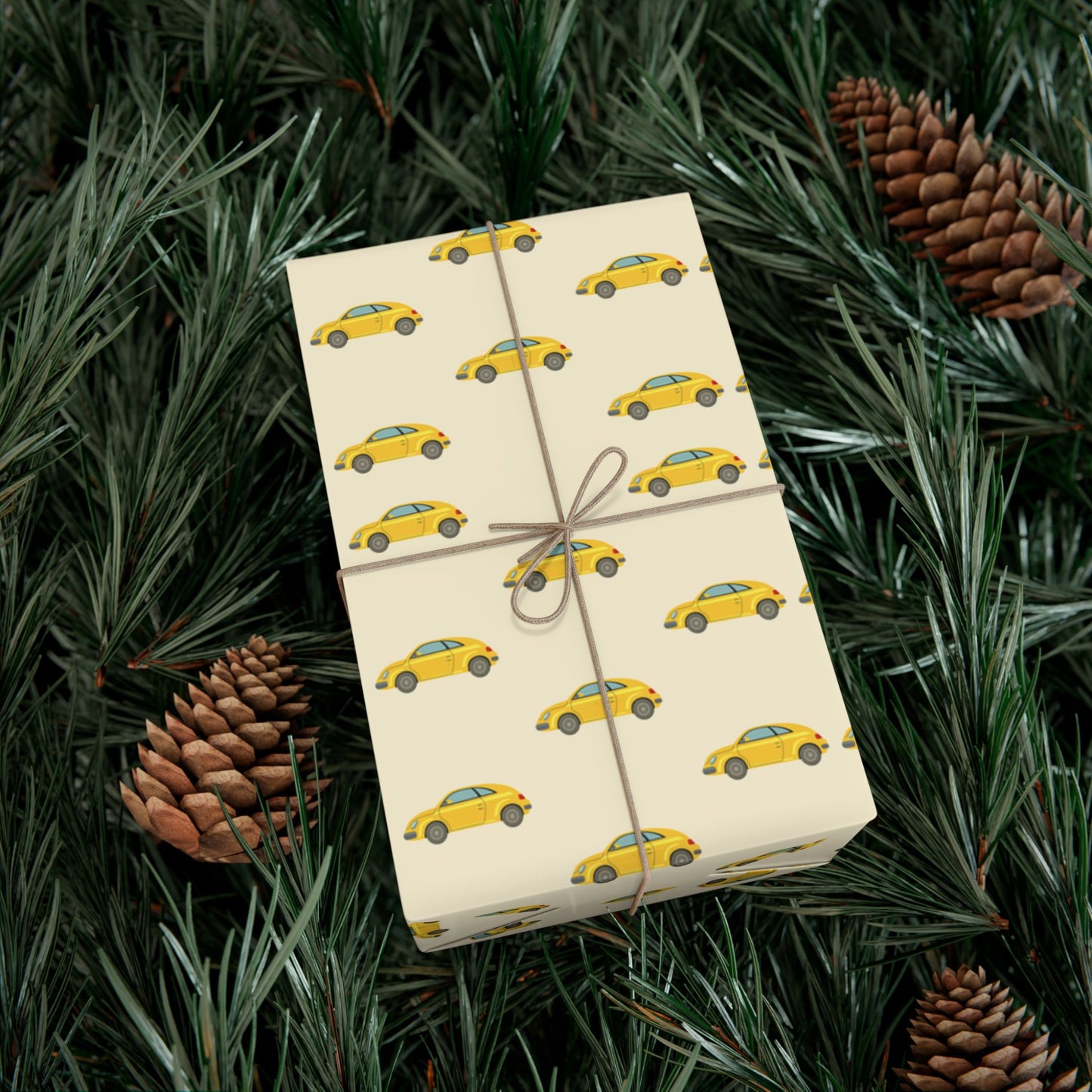 Taxi Pattern Gift Wrap Paper — Yellow Cab Wrapping Sheets for Car Lovers