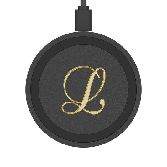 Monogram L Gold Wireless Charging Pad — Personalized Initial Phone Charger