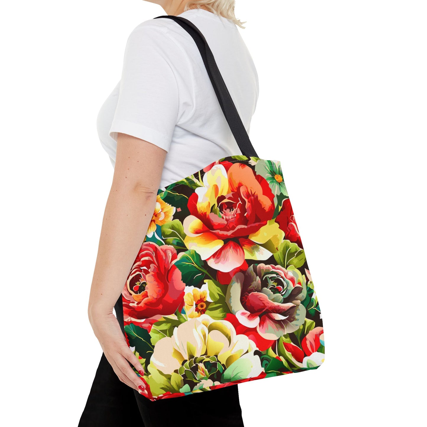 Floral Print Tote Bag - Colorful Reusable Shopping Bag Picnic Essential