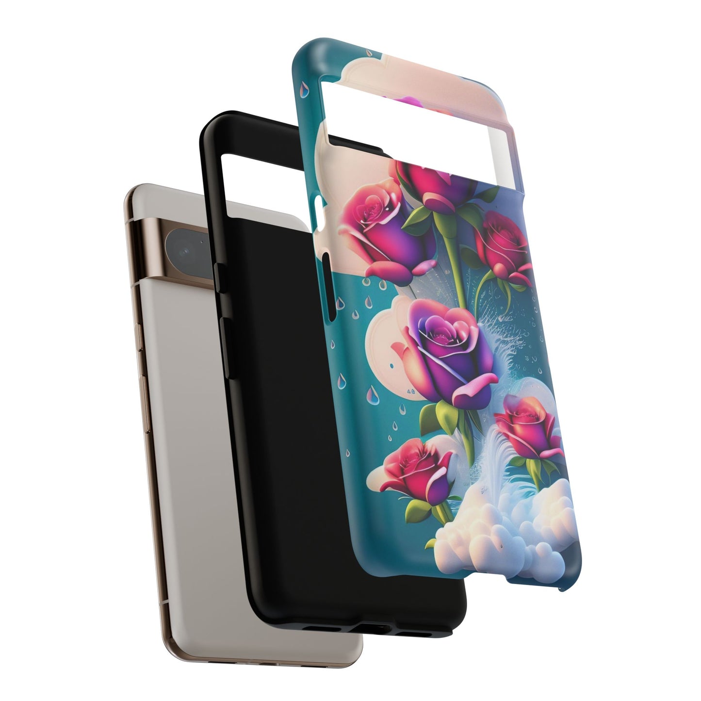 Floral Dream Tough Phone Case — Rose Bouquet Clouds Design