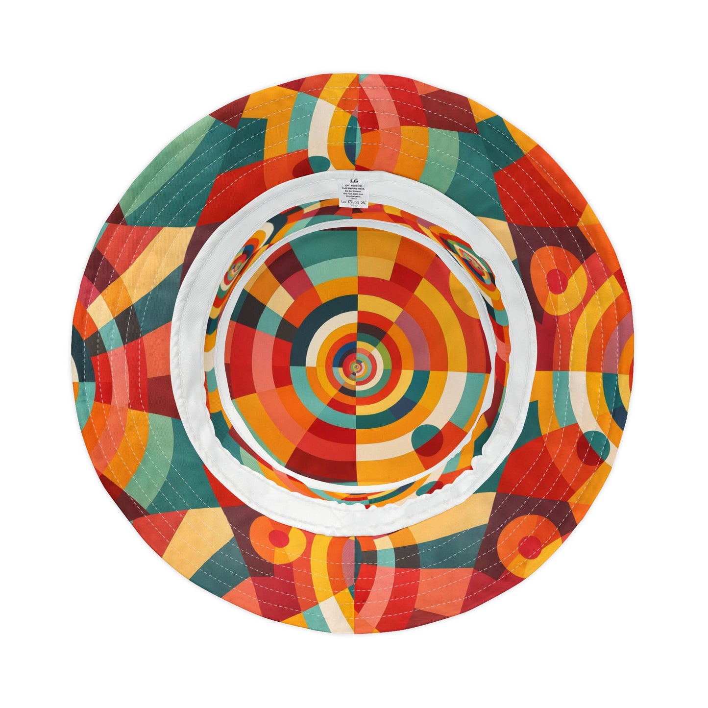 Retro Geometric Bucket Hat — Colorful 70s-Inspired Abstract Print