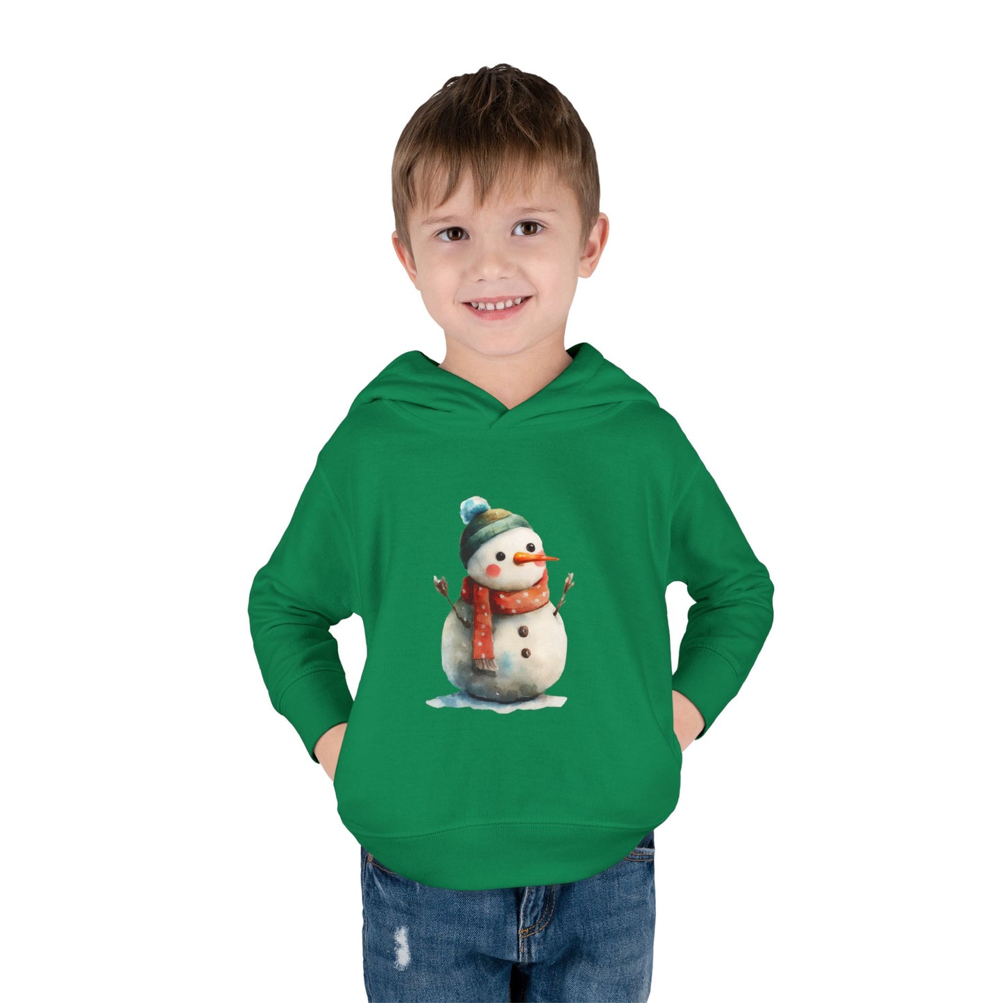 Cozy Snowman Toddler Pullover Fleece Hoodie - Winter Apparel, Cute Gift for Kids, Holiday Wear, Soft Hoodie for Toddlers, Christmas Outfit