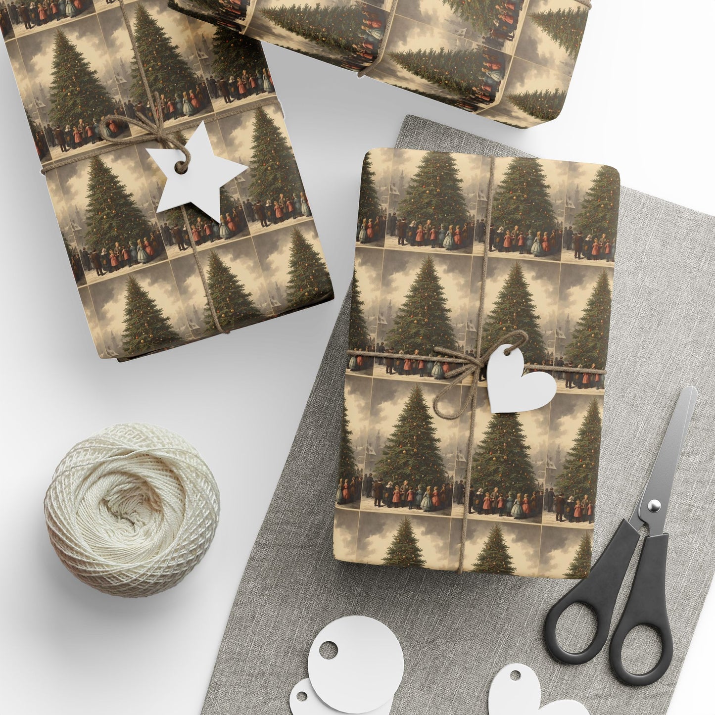 Vintage Christmas Train Wrapping Paper Roll — Classic Holiday Gift Wrap