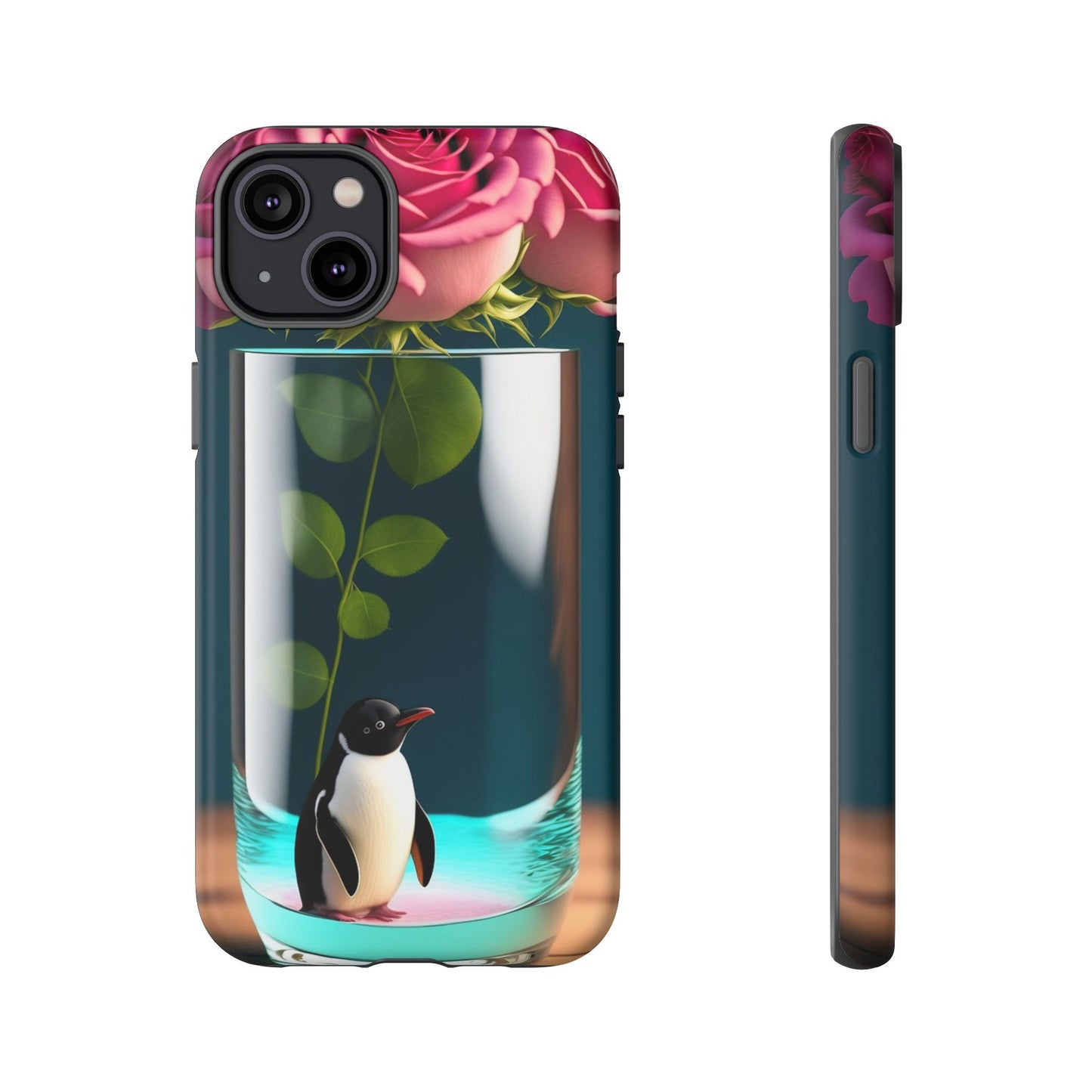 Penguin in a Glass Floral Tough Phone Case — Cute Protective Phone Cover