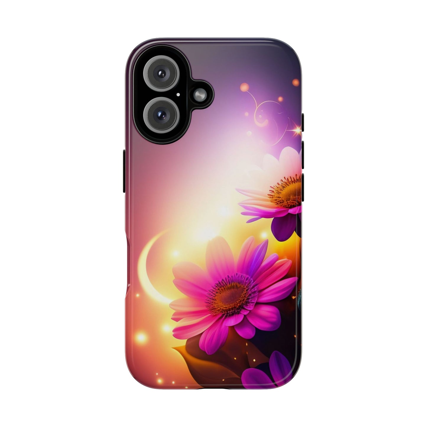 Floral Moonlight Phone Case – Purple Daisy Protective Cover