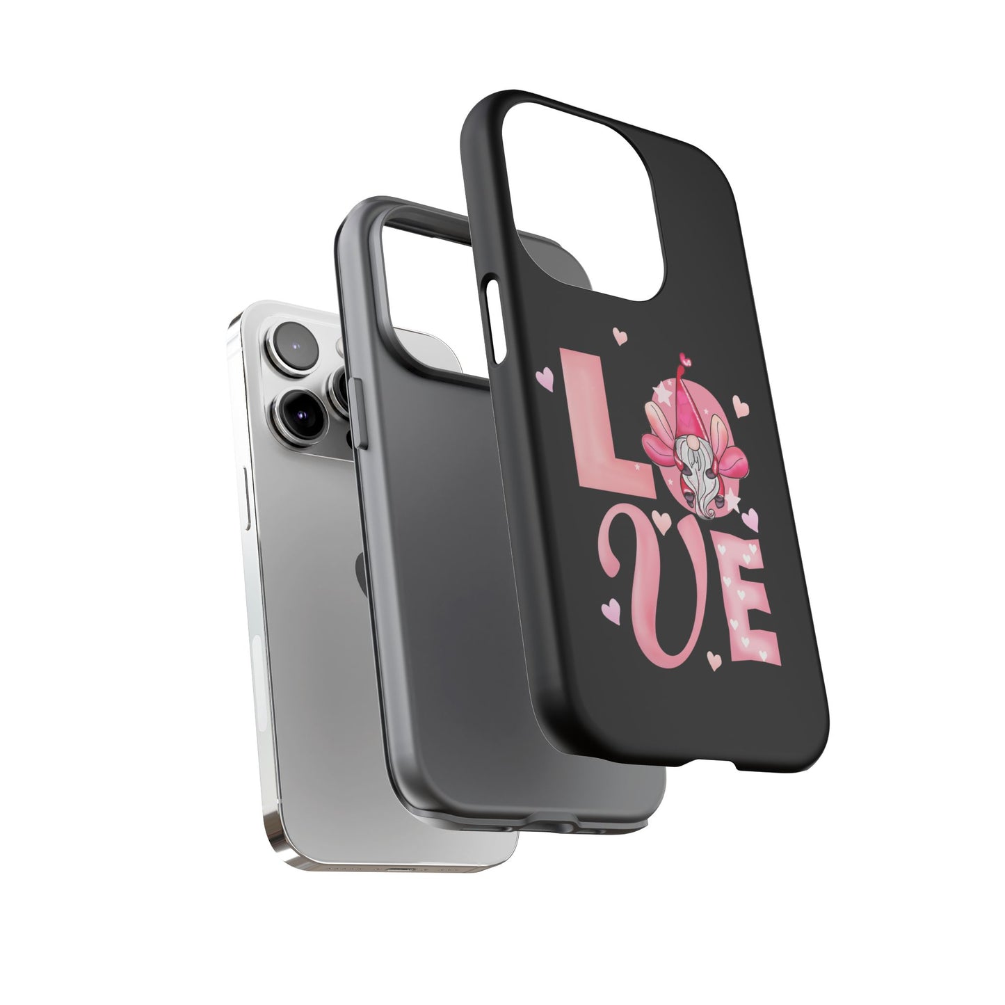Love Gnome Phone Case — Cute Pink Heart Valentines Protective Case