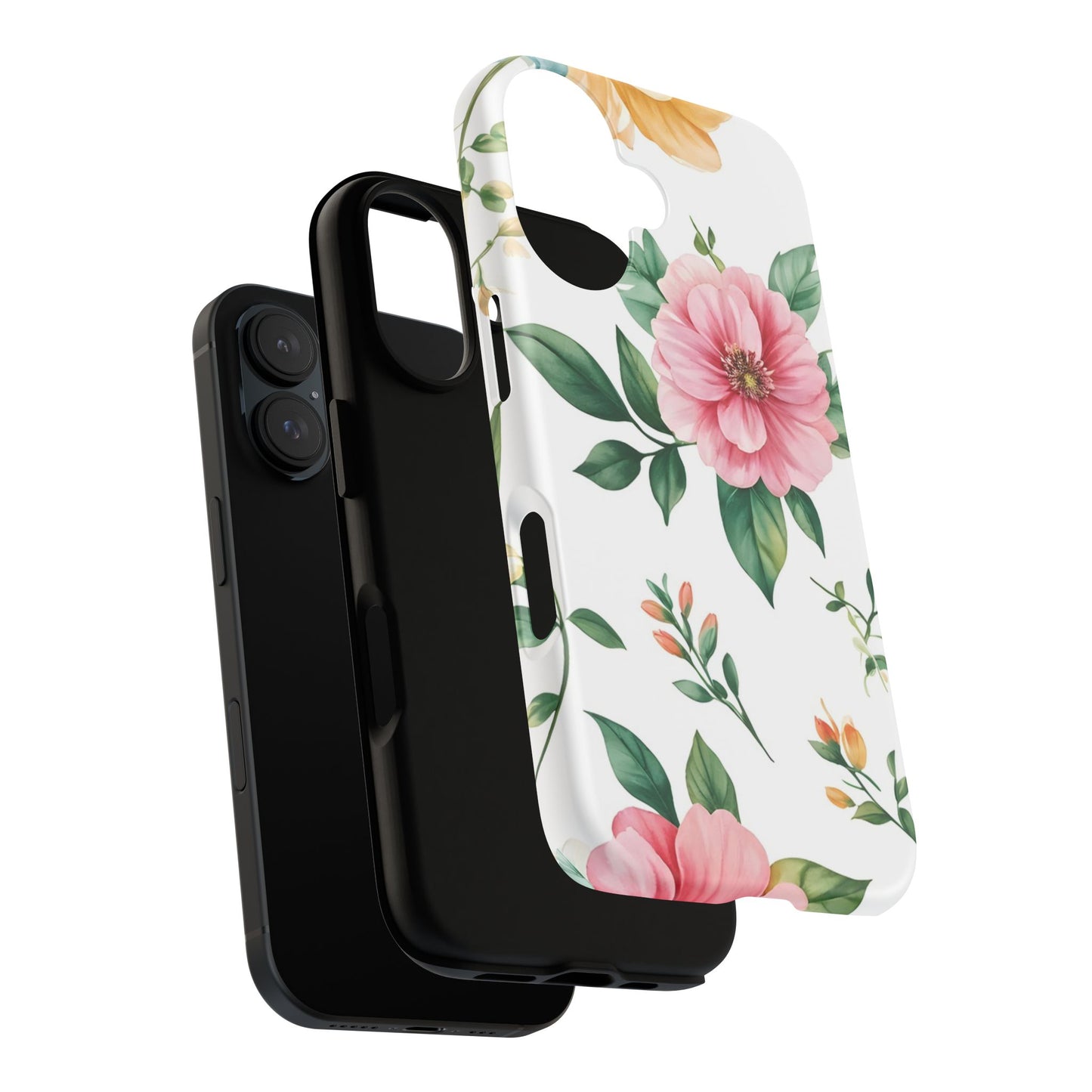 Floral Tough Phone Case — Pink Peony Protective Phone Cover
