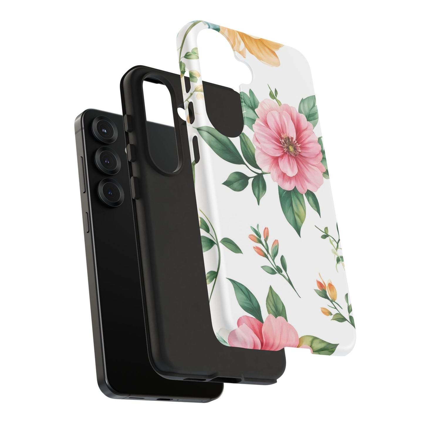 Floral Tough Phone Case — Pink Peony Protective Phone Cover