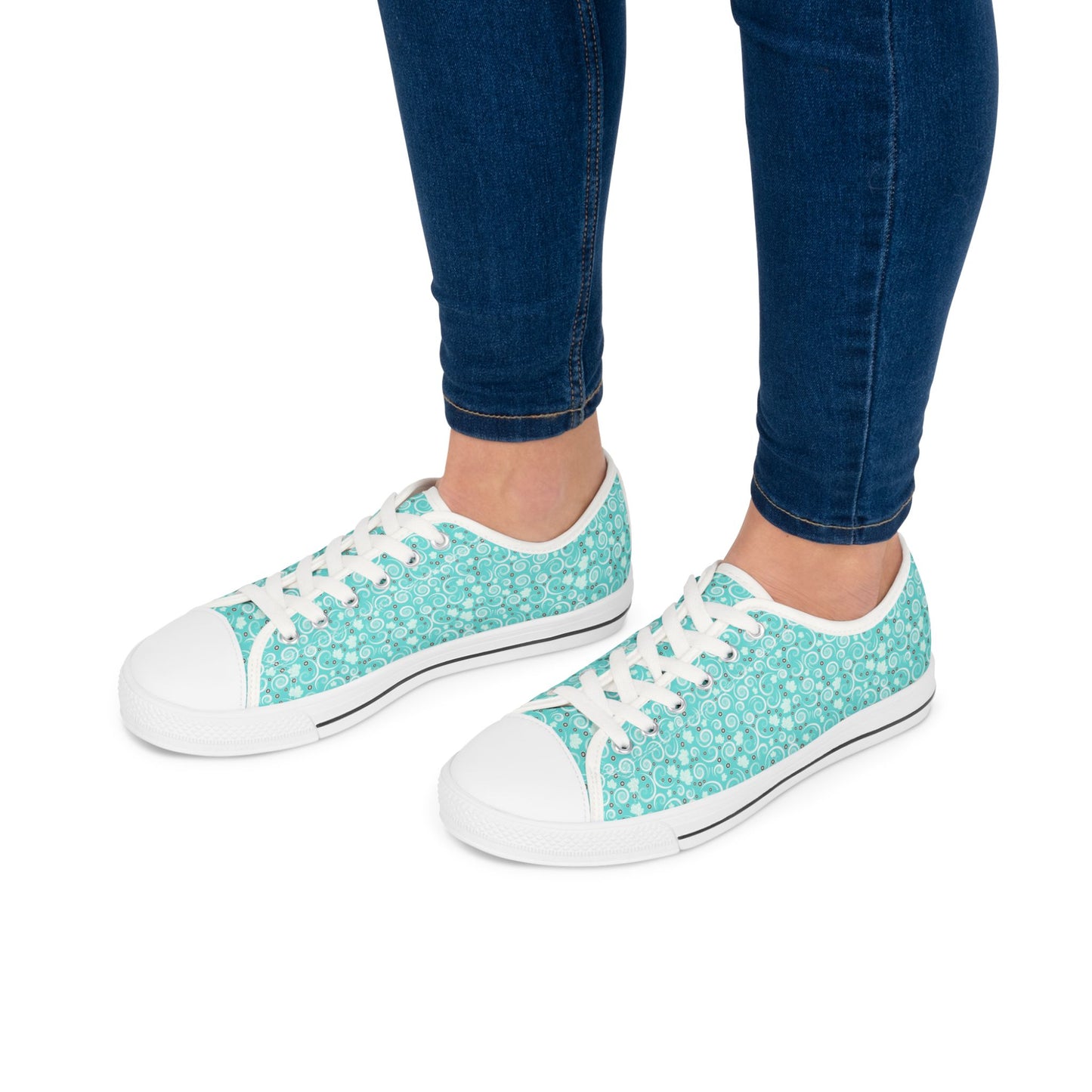 Aqua Bubble Pattern Women's Low Top Sneakers