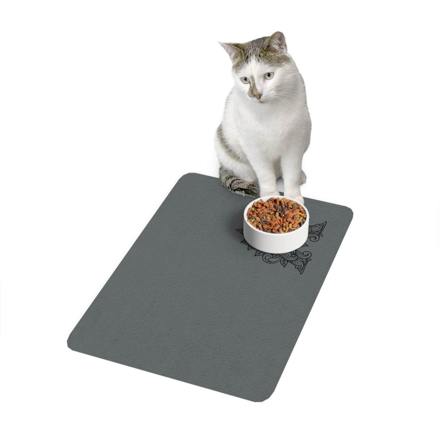 Monogram A Pet Food Mat – Decorative Non-Slip Feeding Placemat (12x18)