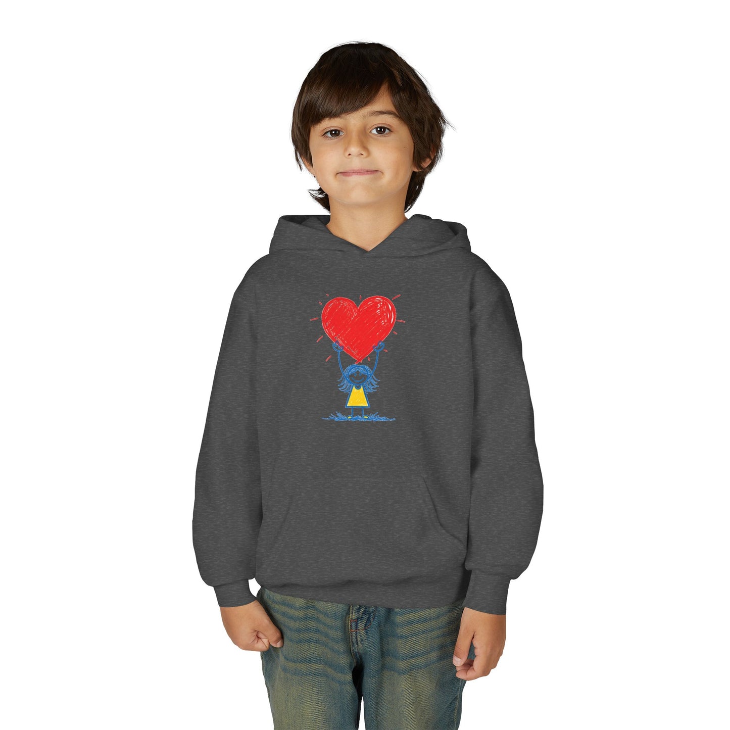Kids Heart Balloon Hoodie — Cute Girl Holding Red Heart Design