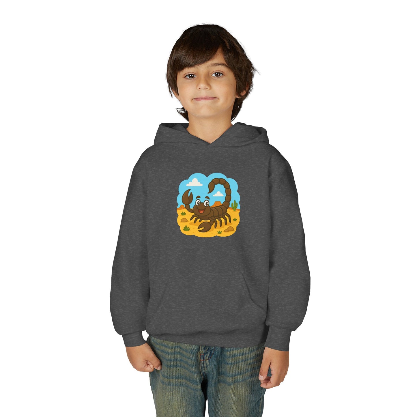 Smiling Scorpion Youth Hoodie | Desert Cartoon Scorpion Kids Sweatshirt