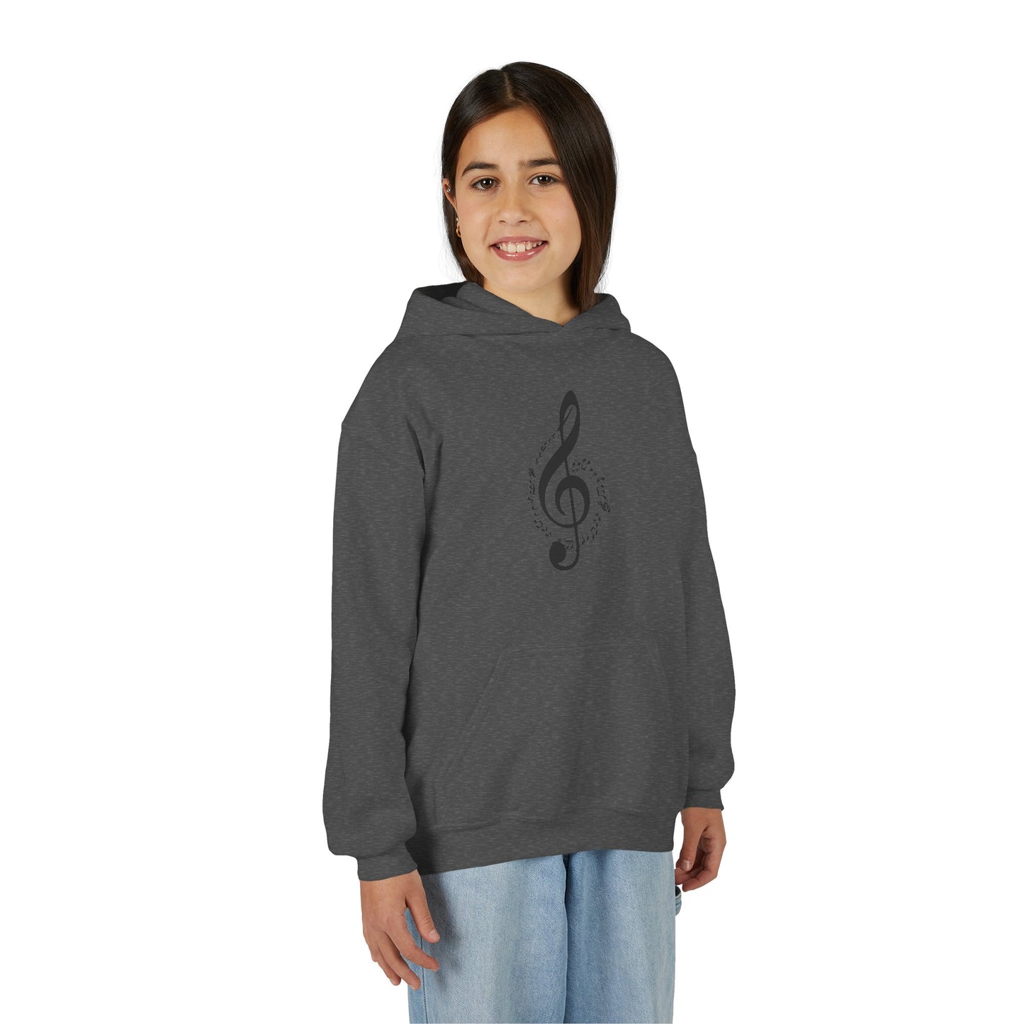 Youth Music Treble Clef Hoodie – Cute Musical Notes Kids Sweatshirt