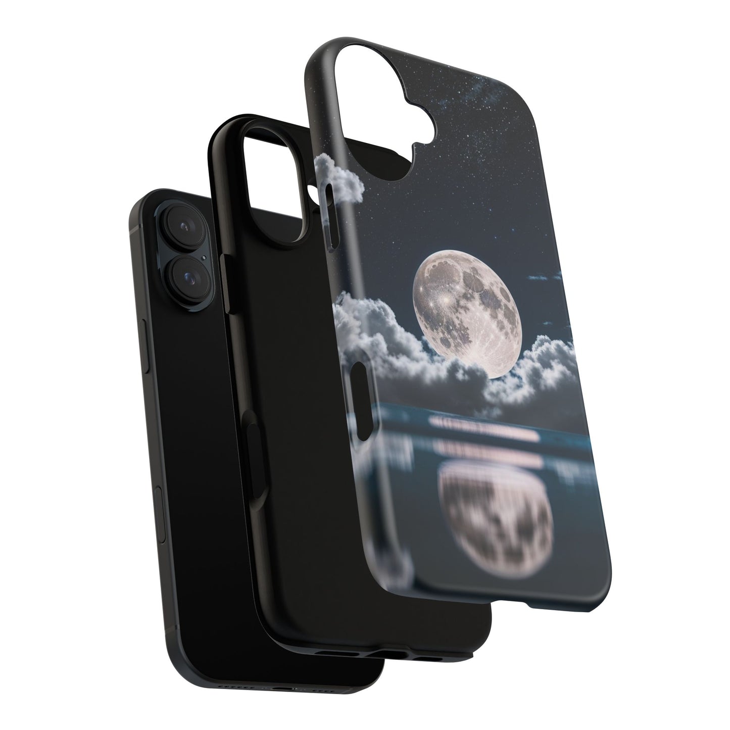 Moonlit Reflection Phone Case — Night Sky Moon & Clouds Tough Case