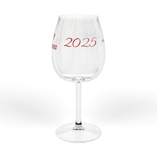 12oz Wine Glass — Merry Christmas Holiday Stemmed Wine Goblet