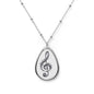 Floral Treble Clef Necklace | Oval Music Pendant
