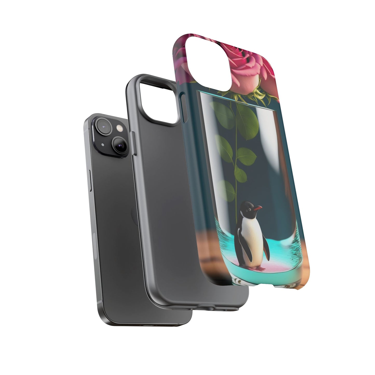 Penguin in a Glass Floral Tough Phone Case — Cute Protective Phone Cover