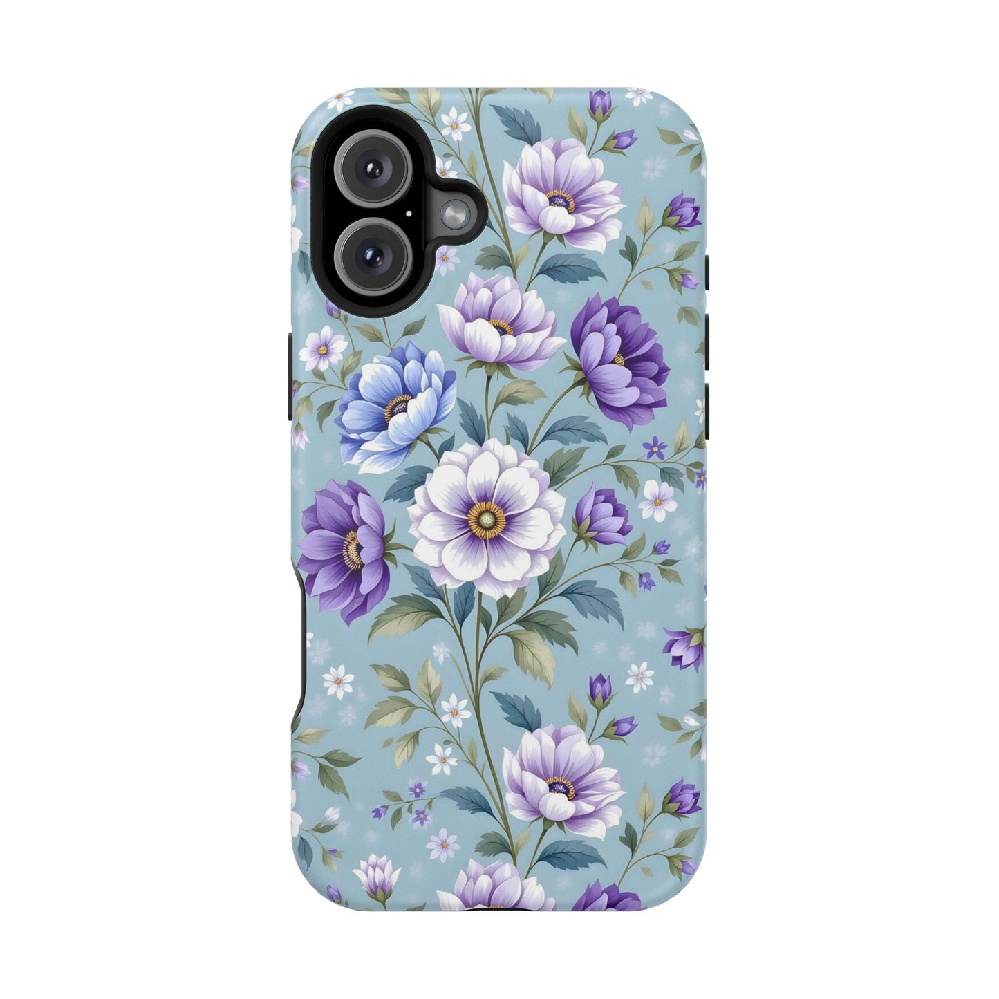 Floral Purple Peony Phone Case — Magnetic Impact‑Resistant Protective Cover