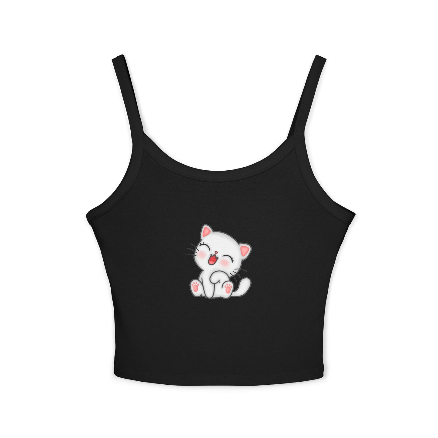 Cute Cat Graphic Women's Spaghetti Strap Tank Top, Summer Top, Cute Animal Shirt, Casual Wear, Gift for Cat Lovers