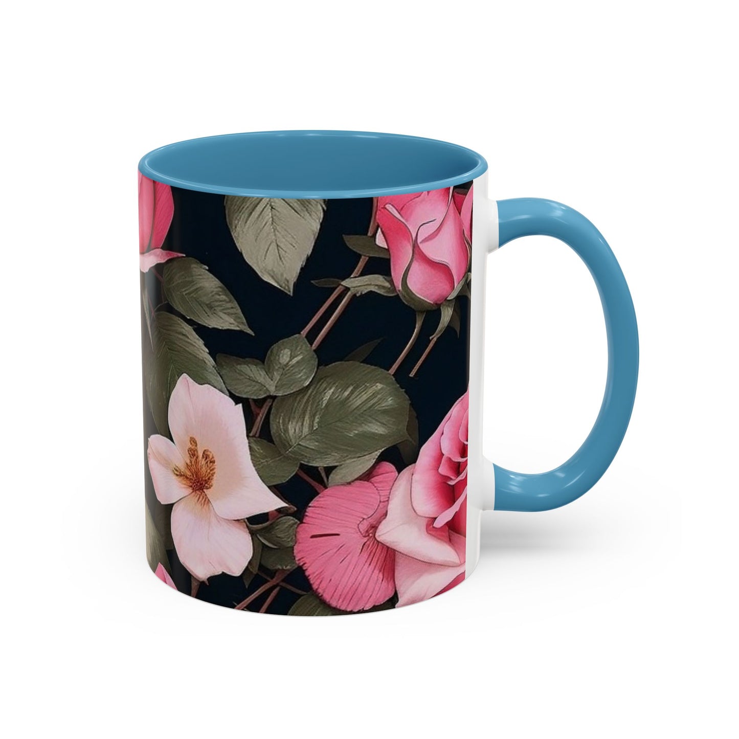 Floral Accent Coffee Mug, Gift for Her, Cute Floral Mug, Spring Decor, Coffee Lover Gift
