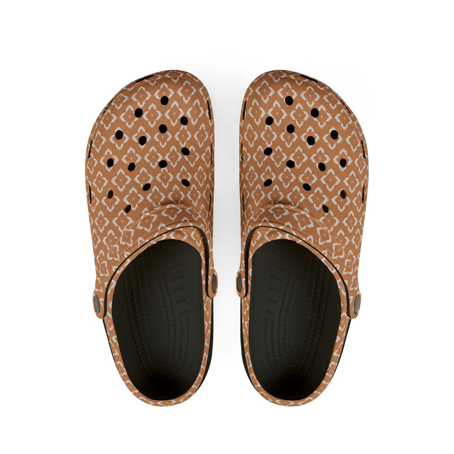EVA Foam Clogs — Terracotta Geometric Pattern Slip-On Shoes