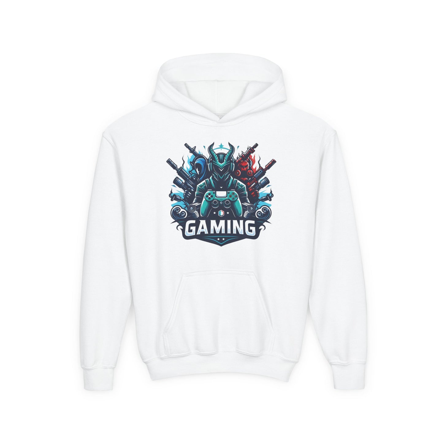 Youth Gaming Hoodie — Robotic Gamer Emblem Sweatshirt