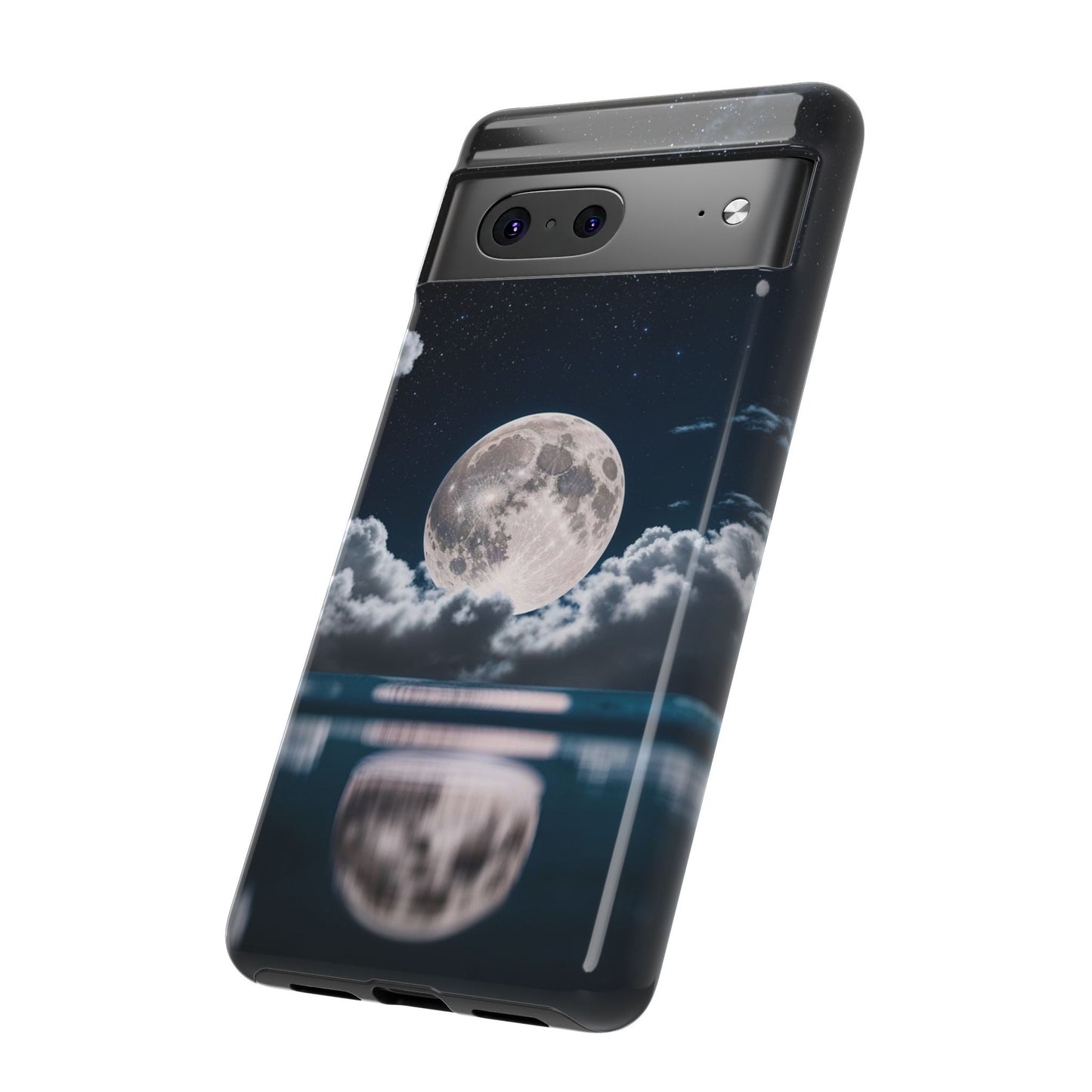 Moonlit Reflection Phone Case — Night Sky Moon & Clouds Tough Case
