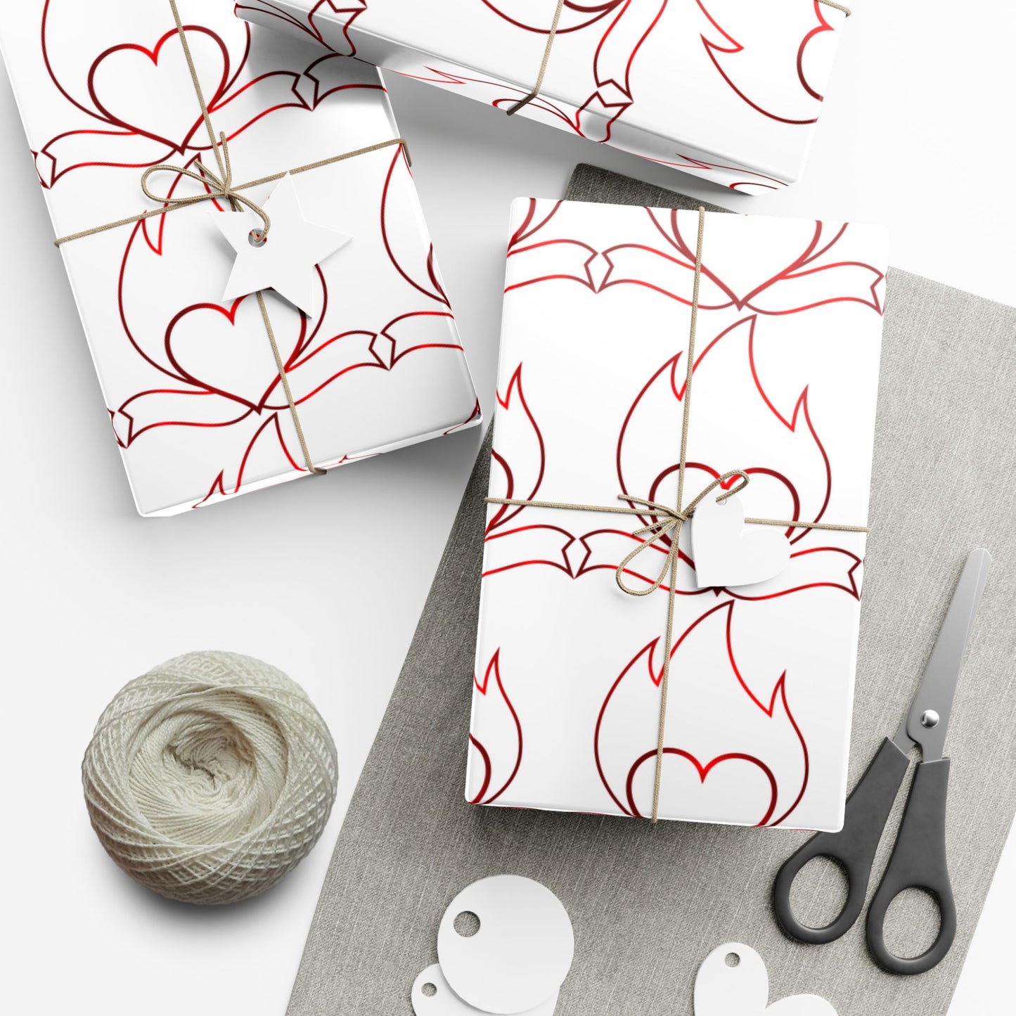Heart Vine Gift Wrap Paper — Red Romantic Wrapping Sheets for Valentine’s Day & Weddings