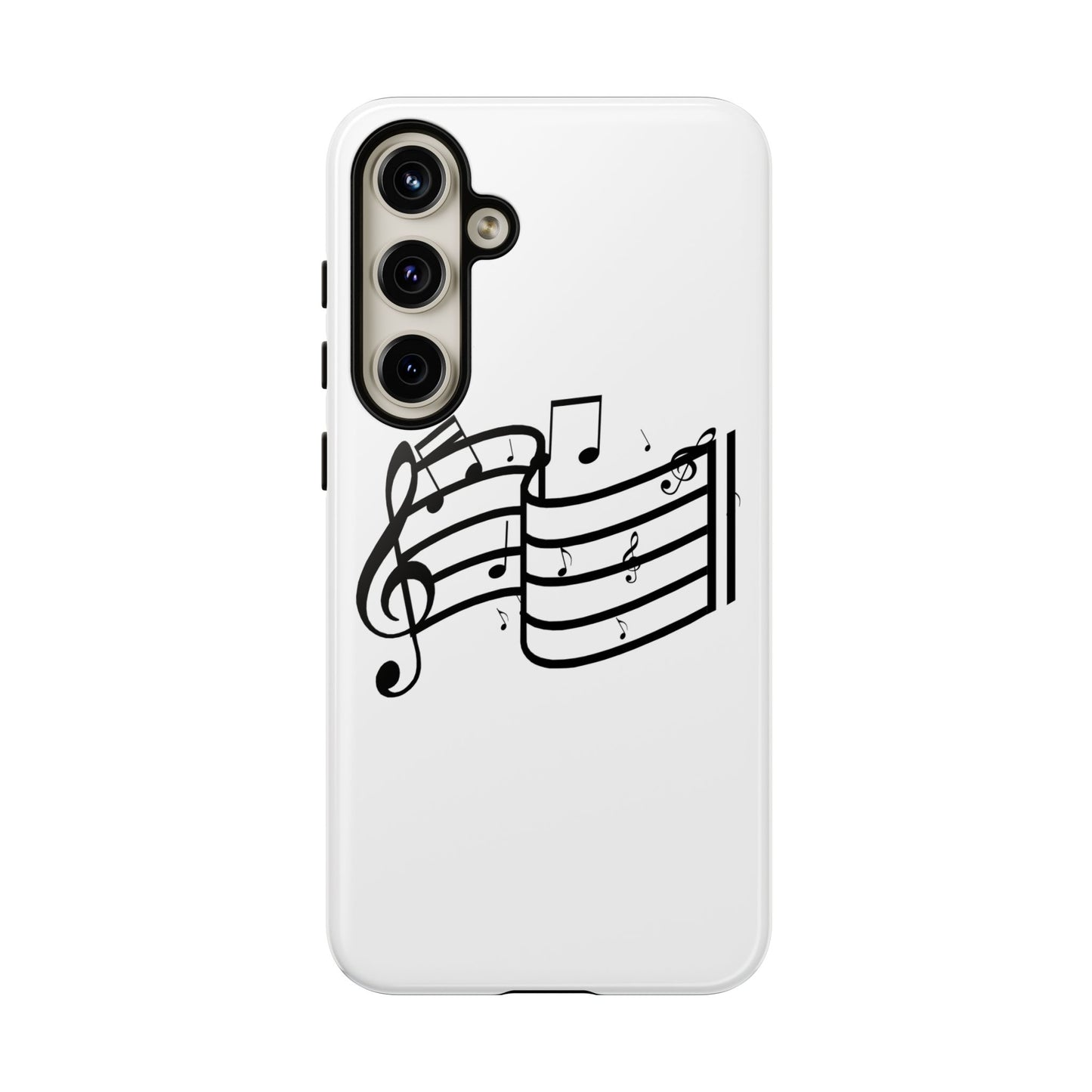 Musical Notes Phone Case — Black Treble Clef Music Staff Tough Case